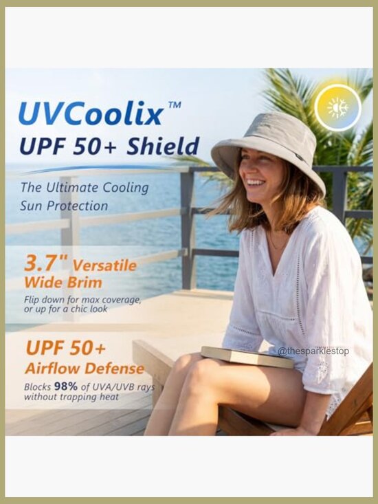 Wide Brim Bucket Sun Hat with Ponytail Hole UPF 50 Packable main image 4